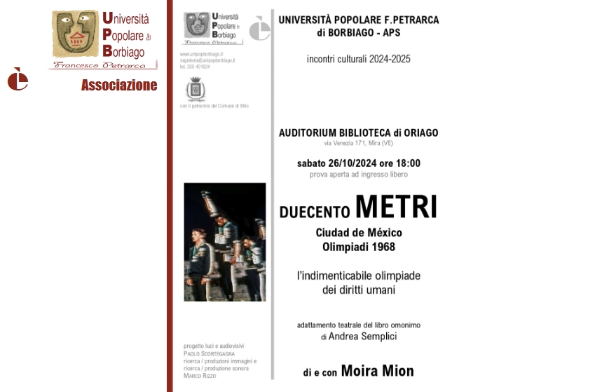 Duecento Metri - Ciudad de México - Opimpiadi 1968 di e con Moira Mion